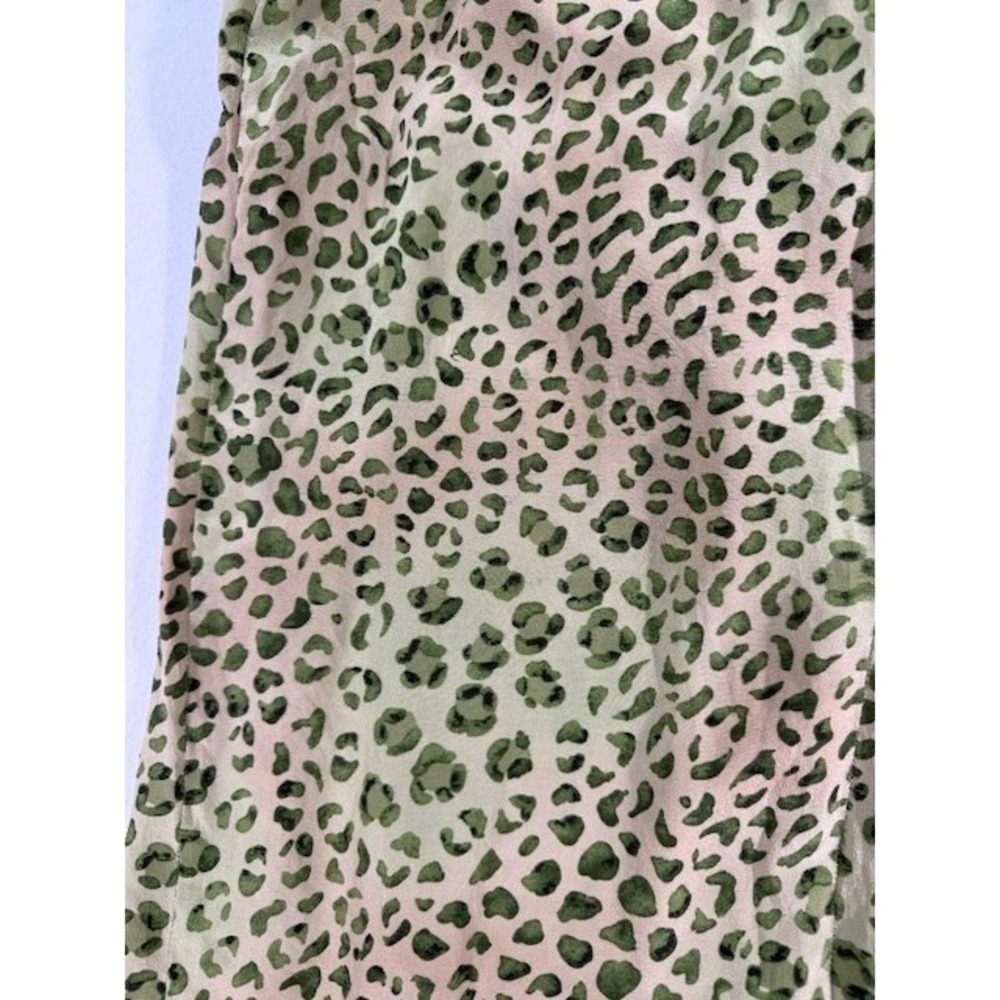 Vintage Spenser Jeremy Silk Leopard Halter Maxi Dress Womens 6 Green - Picture 16 of 16